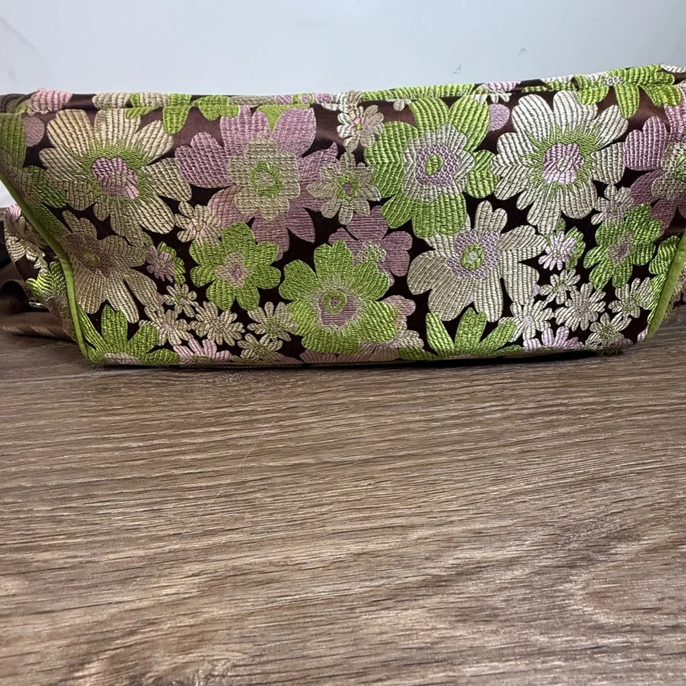 Petunia Pickle Bottom Boxy Backpack, Green Floral, Vintage, Shoulder Strap